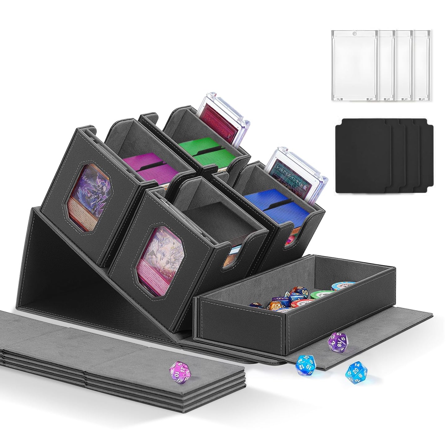 Solisifime Trading Card Storage Box with Commander Display – 5-in-1 MTG/TCG & Sports Card Organizer
