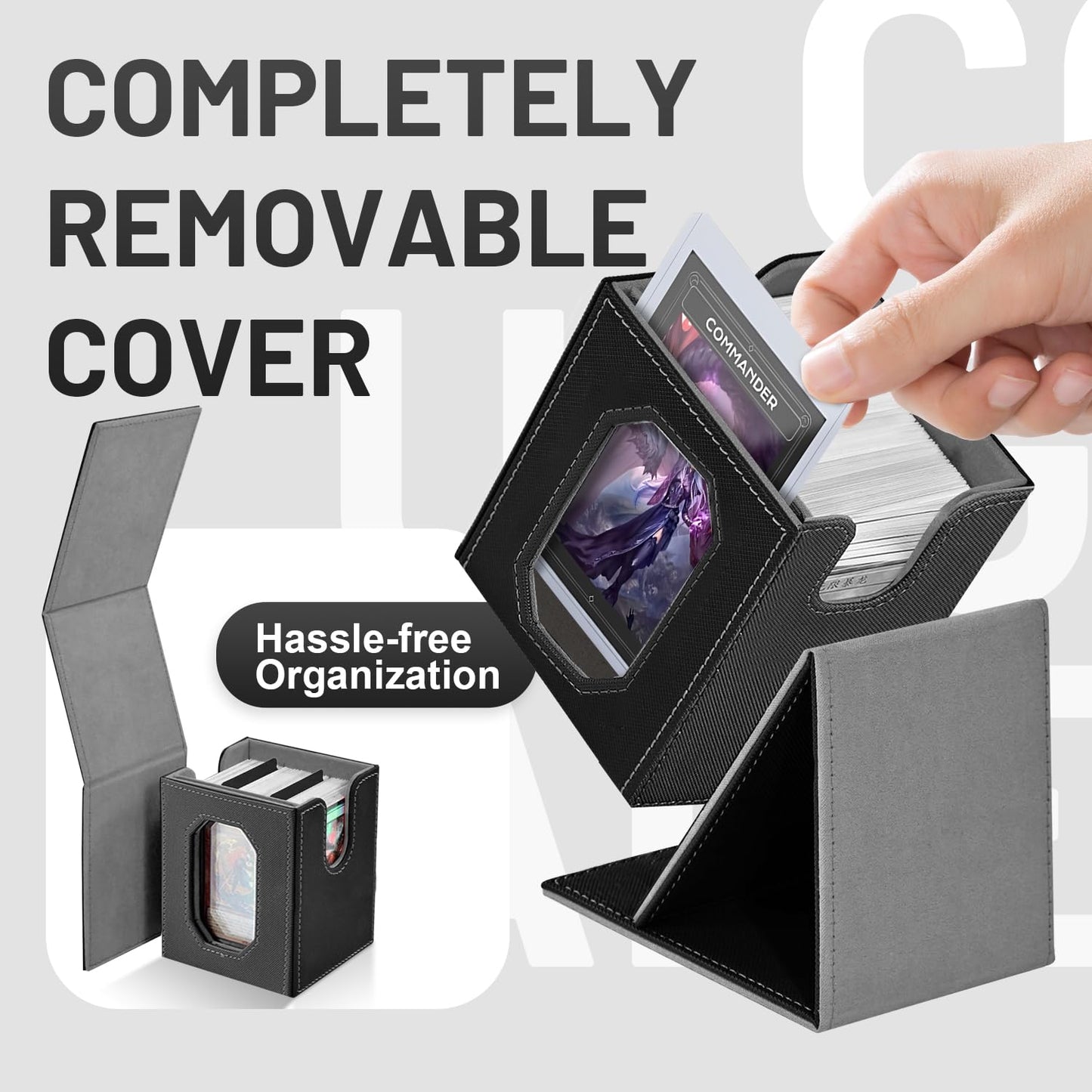 Solisifime Trading Card Storage Box with Commander Display – 5-in-1 MTG/TCG & Sports Card Organizer