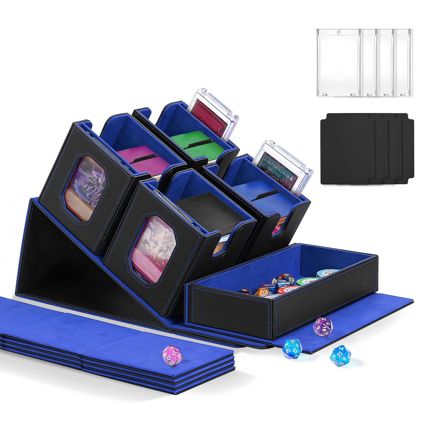 Solisifime Trading Card Storage Box with Commander Display — 5-in-1 Deck Box for MTG, TCG & Sports Cards (Holds Up to 400 Double-Sleeved Cards)
