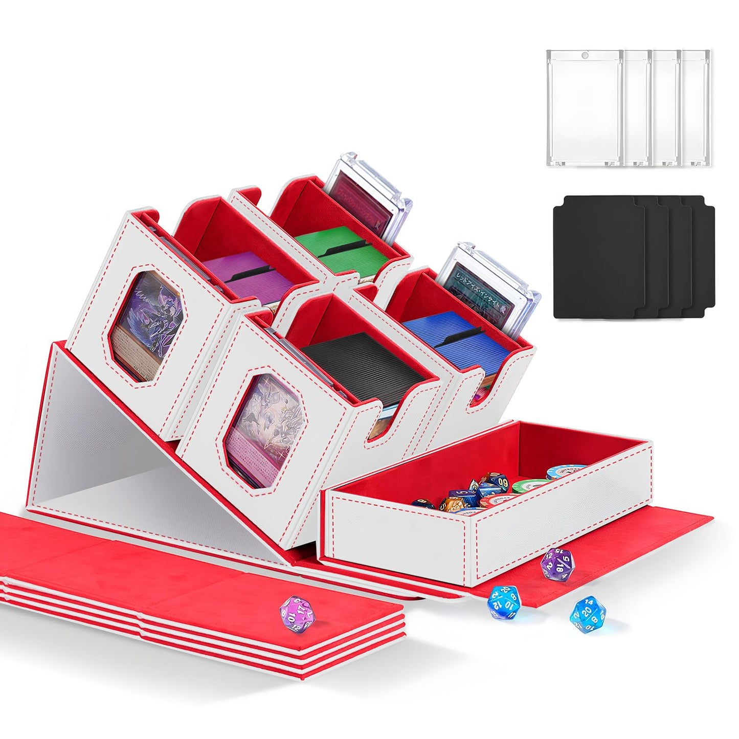 Solisifime Trading Card Storage Box with Commander Display – 5-in-1 Deck Box for MTG/TCG/Sports Cards