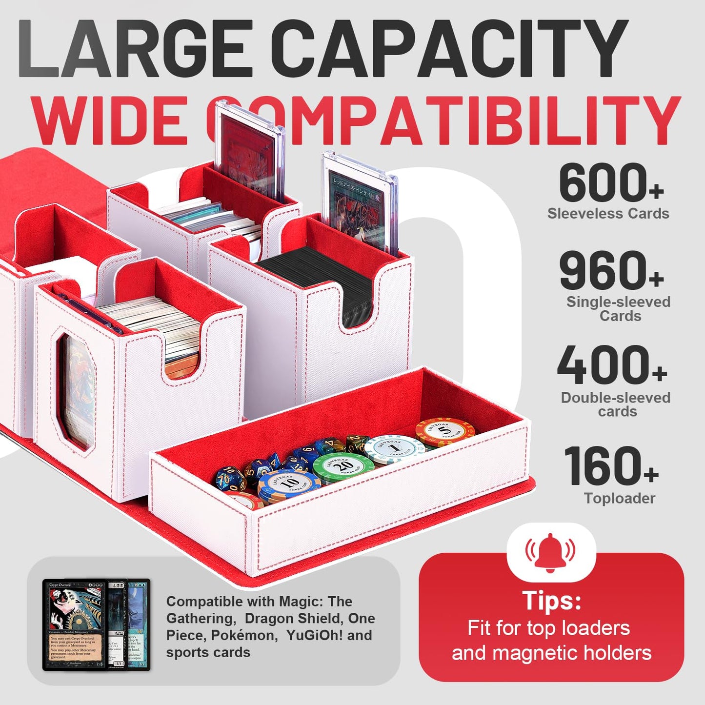 Solisifime Trading Card Storage Box with Commander Display – 5-in-1 Deck Box for MTG/TCG/Sports Cards