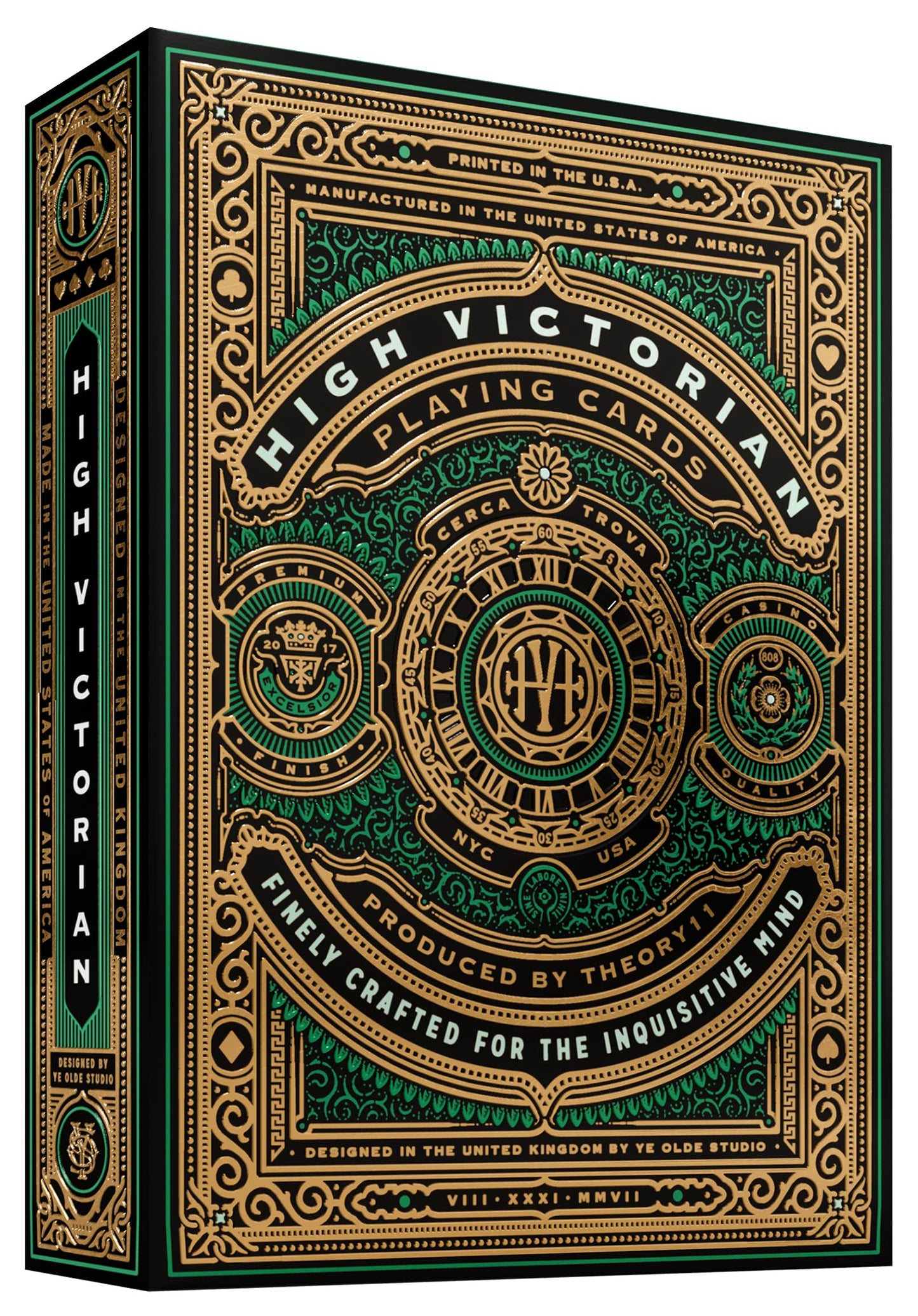 SOLOMAGIA High Victorian Playing Cards – Exquisite 3D Back, Gold & Green Foil