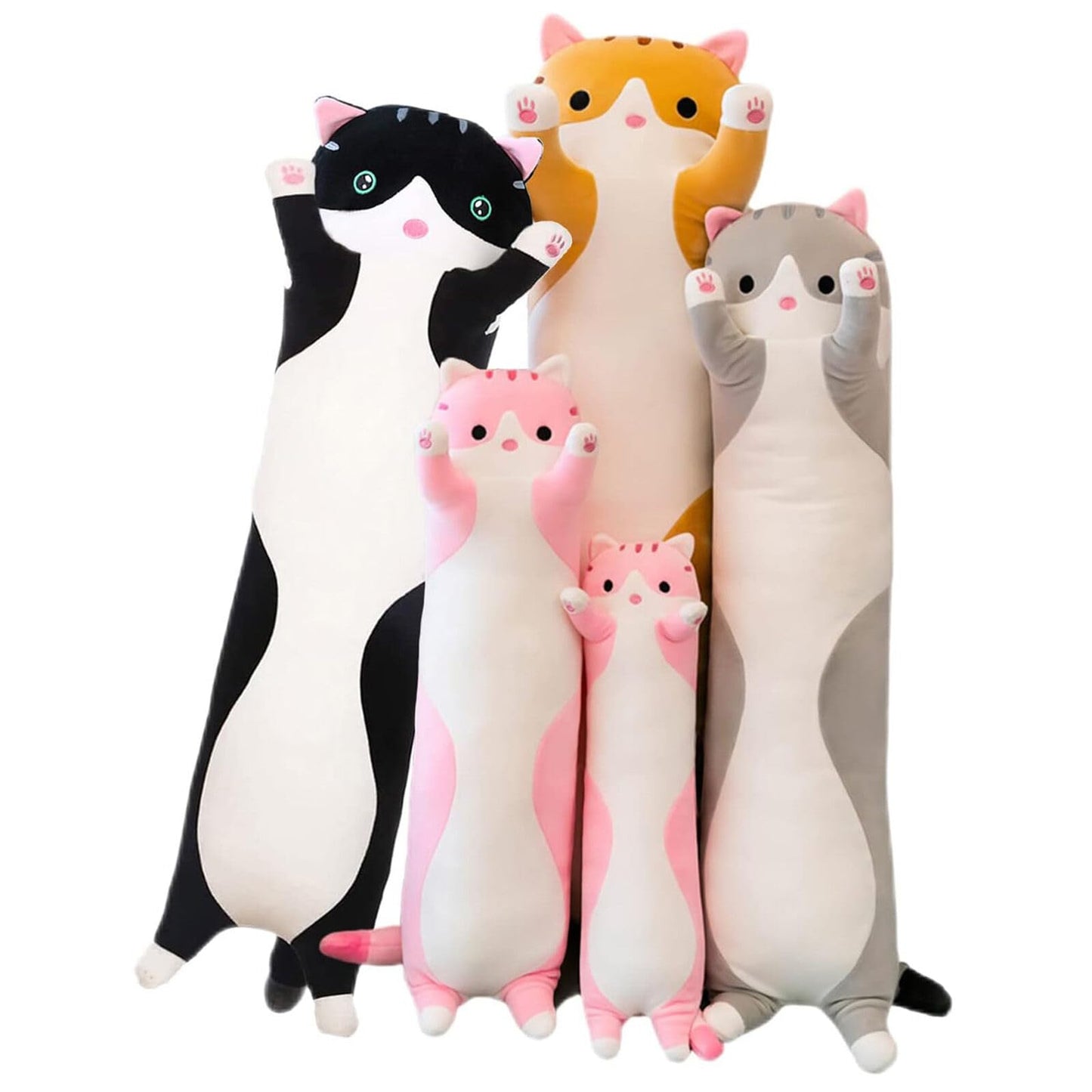 Somao Long Cat Pillow 90cm Gray — Plush Cat Hugging Pillow for Sleep & Kids