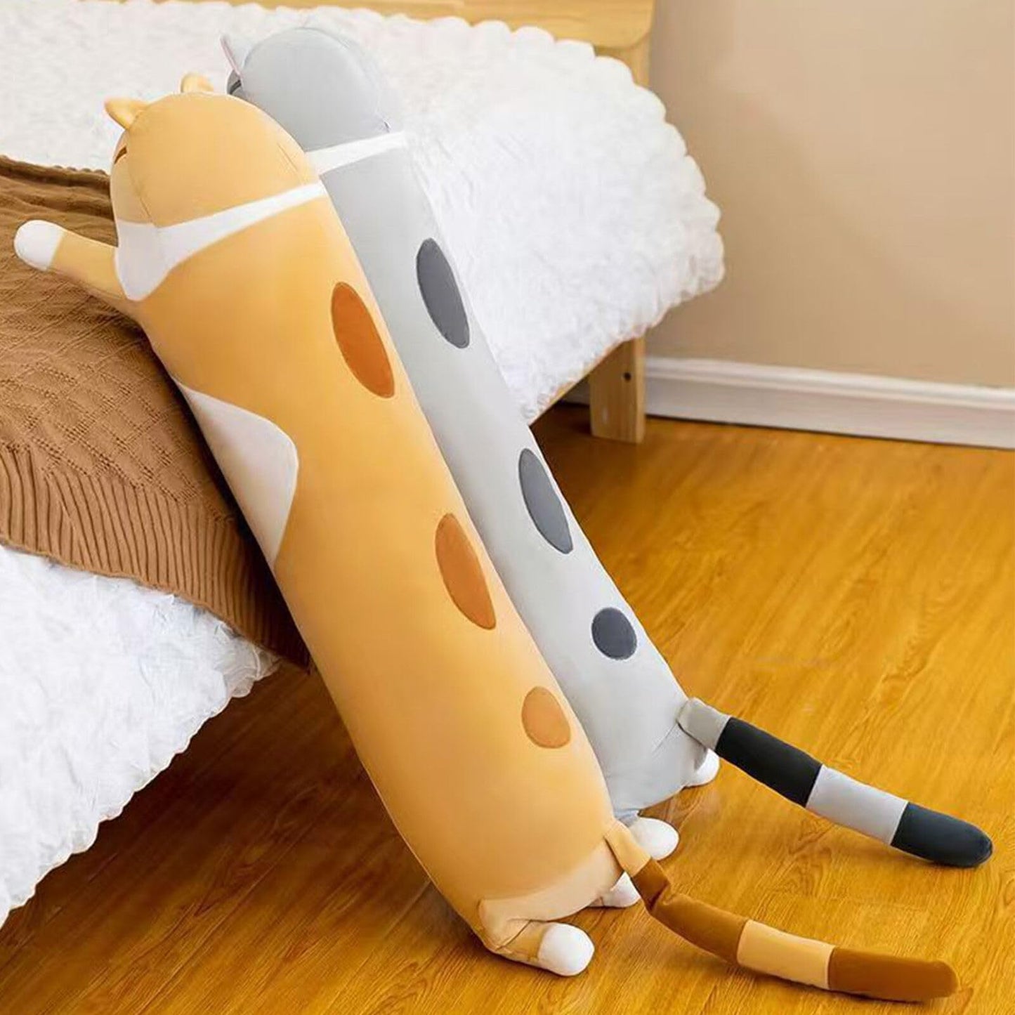 Somao Long Cat Pillow 90cm Gray — Plush Cat Hugging Pillow for Sleep & Kids