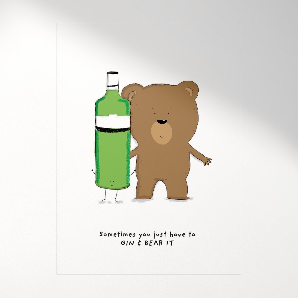 Gin And Bear It – Funny Gin Wall Art Print