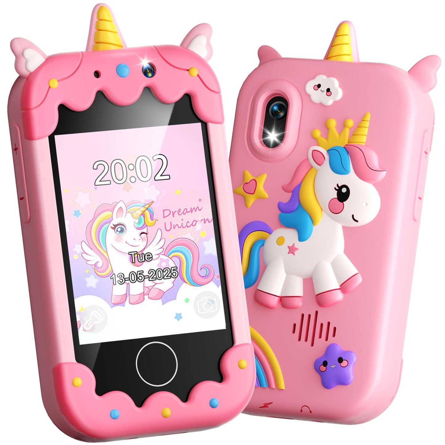 Sompaty Kids Smart Phone 2.8-inch Touchscreen HD, Dual Cameras, 16 Games, 16GB Card | Safe Toy Phone for Kids Aged 3-12