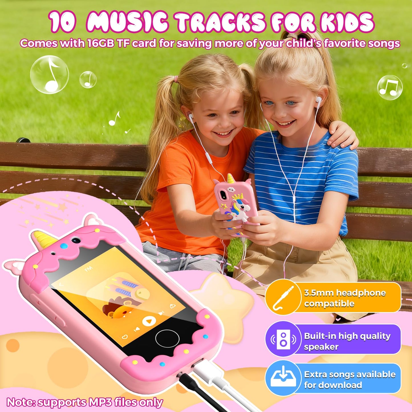 Sompaty Kids Smart Phone 2.8-inch Touchscreen HD, Dual Cameras, 16 Games, 16GB Card | Safe Toy Phone for Kids Aged 3-12