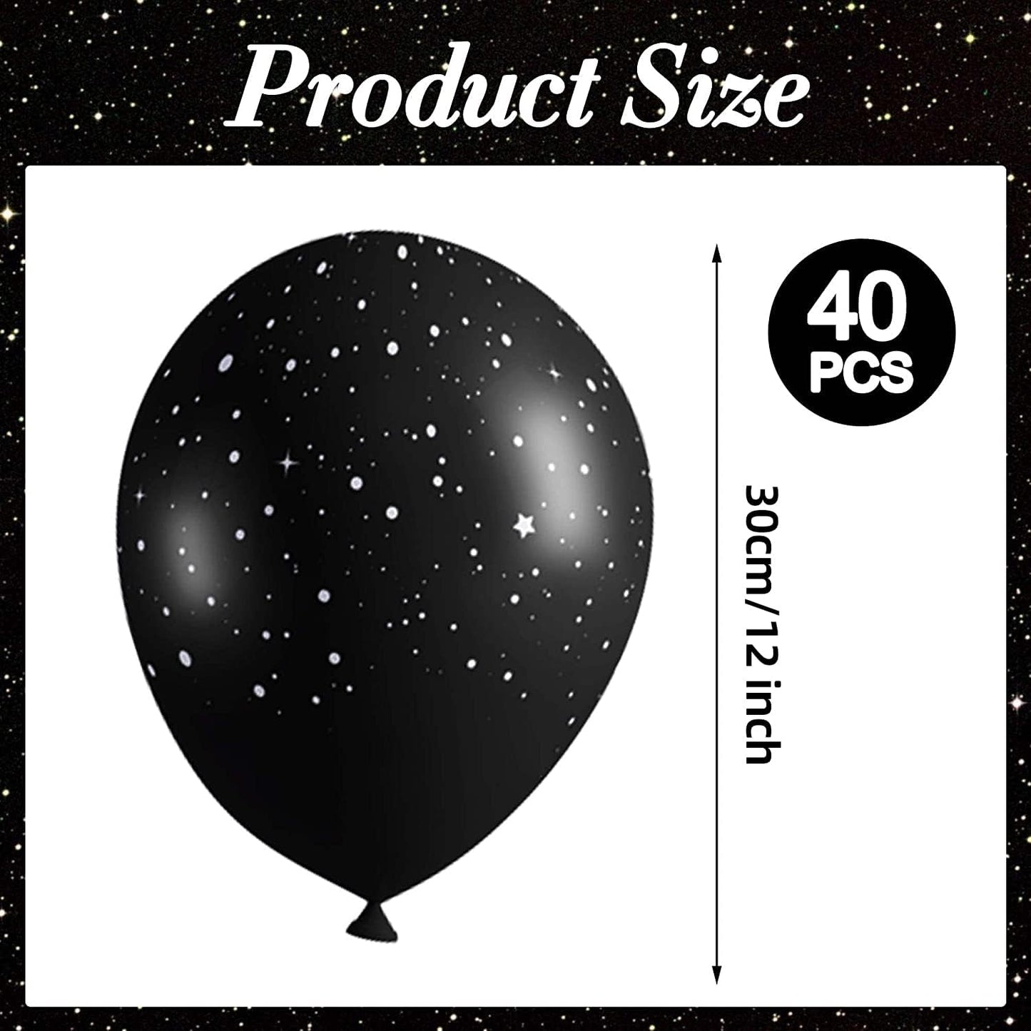 Sondeng 40Pcs Galaxy Balloons – Black Star Latex Balloons for Space Birthday Party Decor