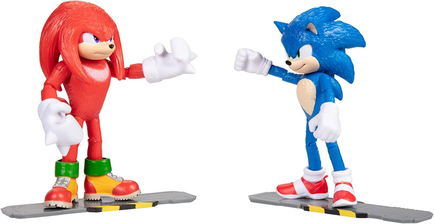 Sonic 2 Movie 4-Inch Action Figure 2 Pack — Sonic & Knuckles (Red) | Sonic The Hedgehog