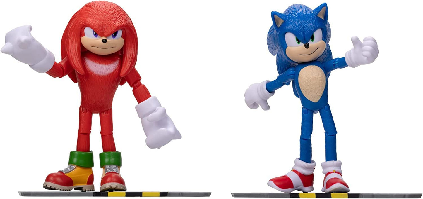 Sonic 2 Movie 4-Inch Action Figure 2 Pack — Sonic & Knuckles (Red) | Sonic The Hedgehog