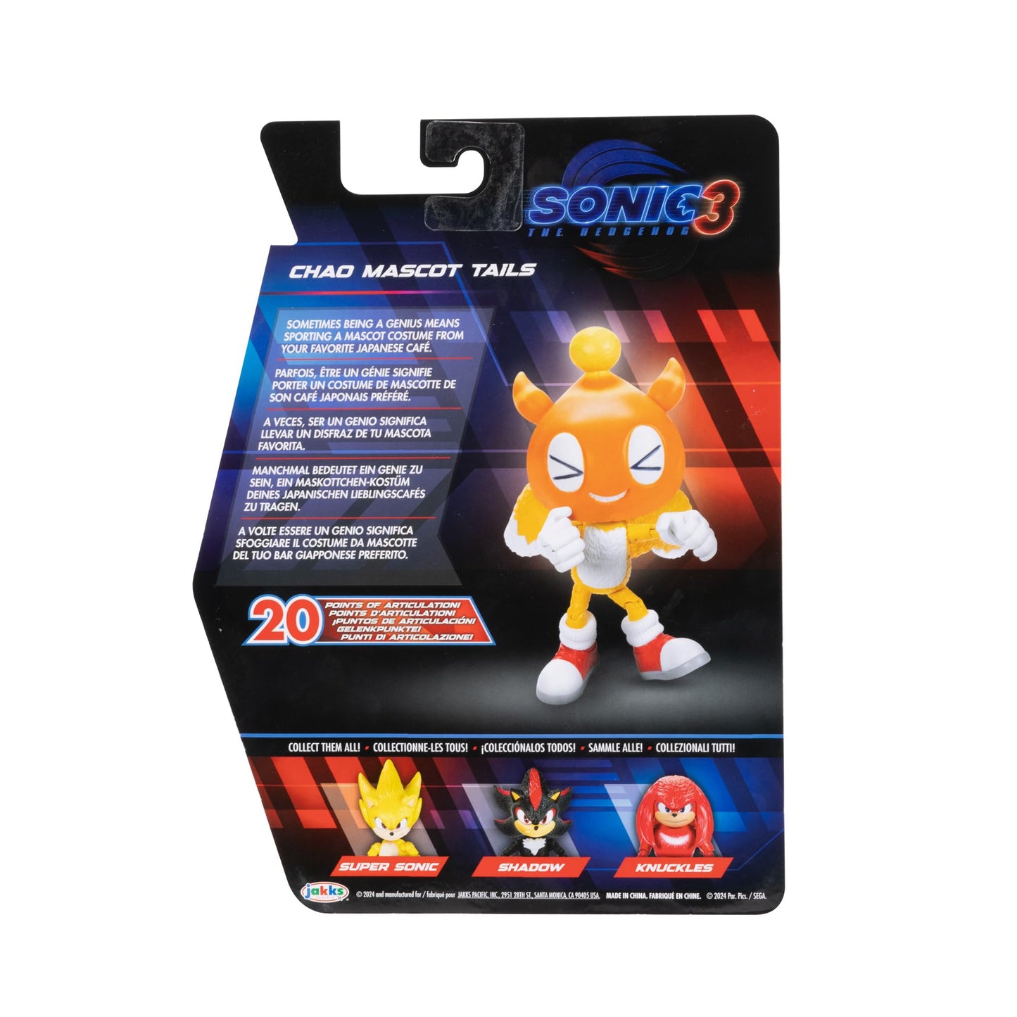 Sonic 3 Movie 5-Inch Action Figures – Chao Mascot Tails, Super Sonic, Shadow, Knuckles (Officially Licensed)