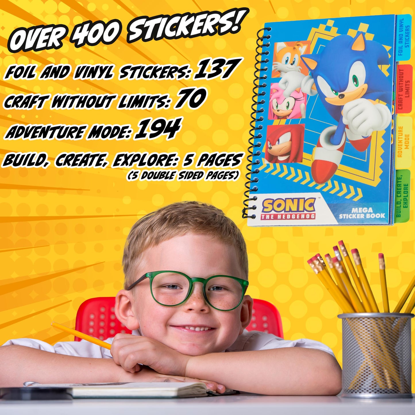 Sonic The Hedgehog Sticker Book for Kids & Teens – 400+ Collector Stickers & 28 Sheets