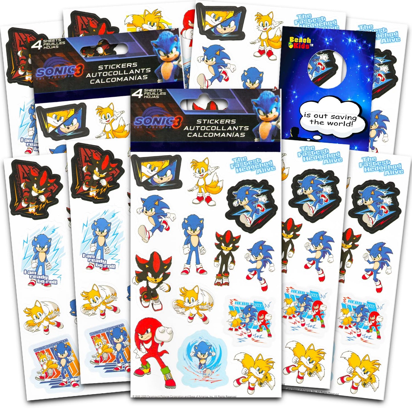 Deluxe Sonic the Hedgehog Stickers Set – 8 Sheets for Party Favors | Sonic Party Supplies