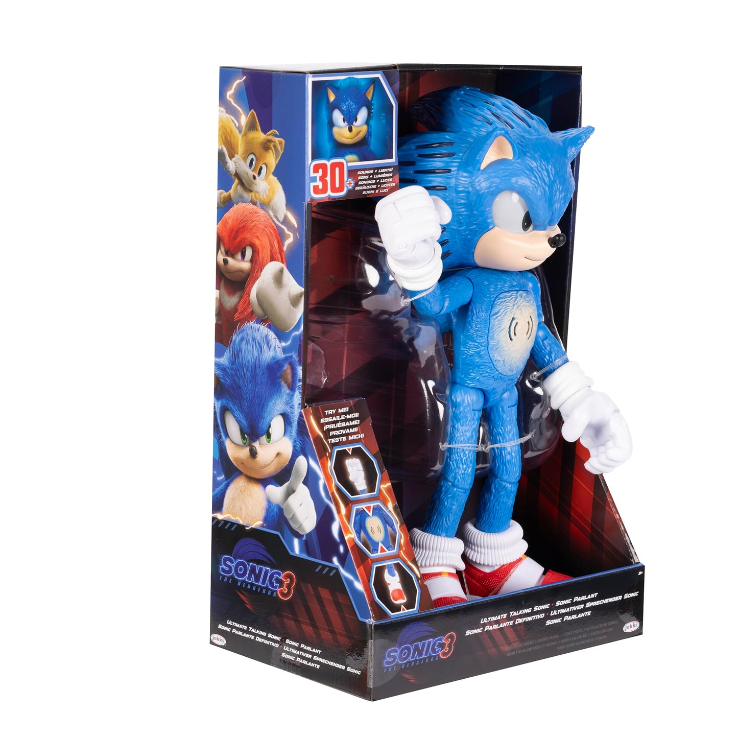 Sonic The Hedgehog 3 Ultimate Talking Sonic 12-Inch Figure | 30+ Phrases, Light-Up Eyes