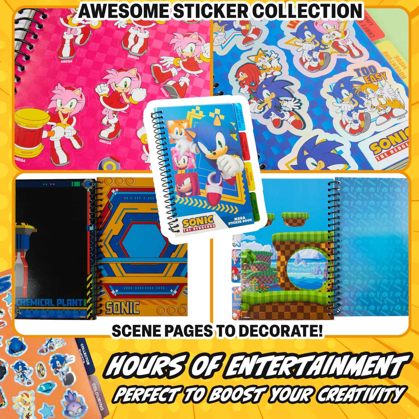 Sonic The Hedgehog Sticker Book for Kids & Teens – 400+ Collector Stickers & 28 Sheets