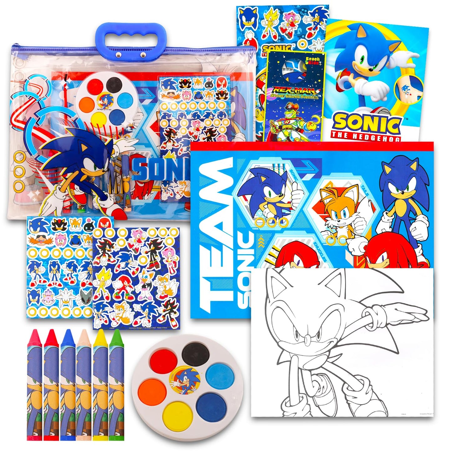 Sonic The Hedgehog Drawing & Painting Set for Boys | Sonic Gift Bundle for Kids
