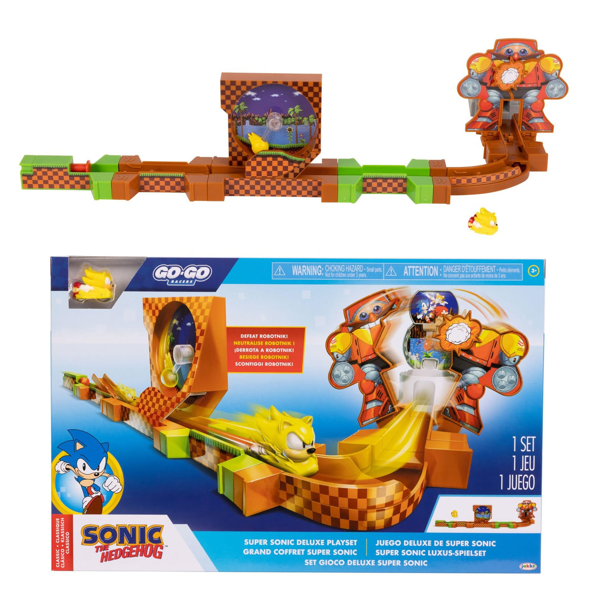 Go Go Racers Deluxe Playset with Diecast Super Sonic Figure | Sonic The Hedgehog