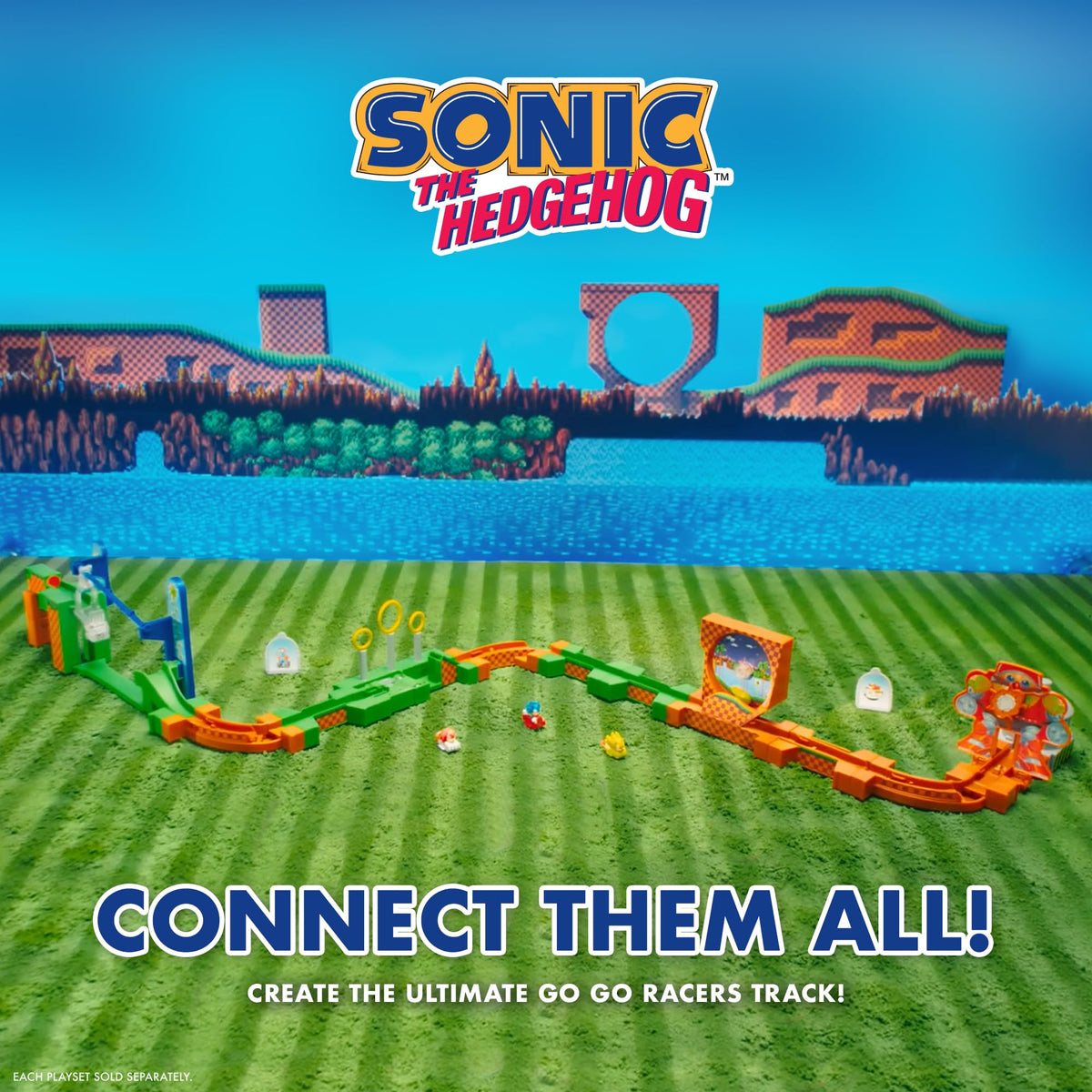 Go Go Racers Deluxe Playset with Diecast Super Sonic Figure | Sonic The Hedgehog