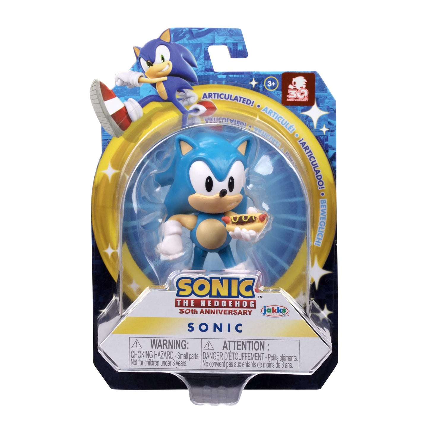 Sonic The Hedgehog 2.5-Inch Classic Sonic Action Figure with Hot Dog Toy | Collectible