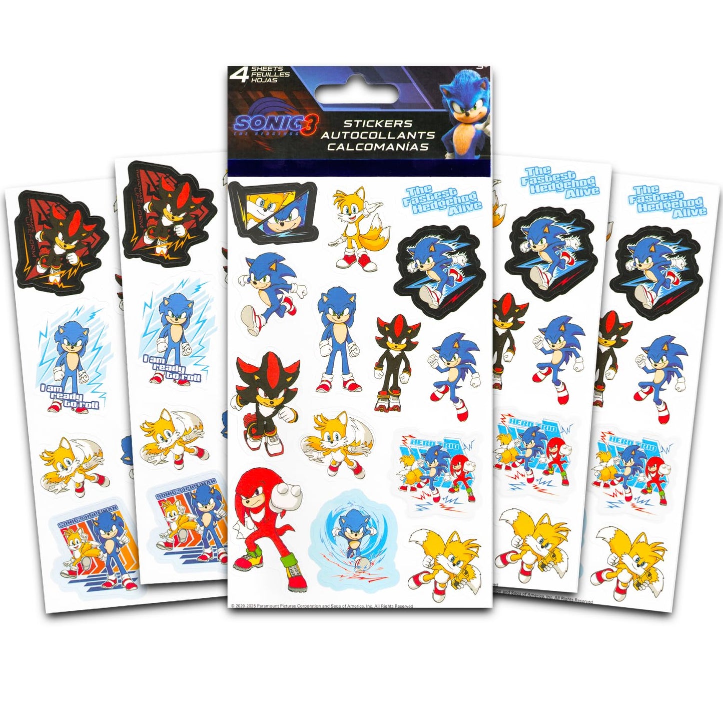 Deluxe Sonic the Hedgehog Stickers Set – 8 Sheets for Party Favors | Sonic Party Supplies