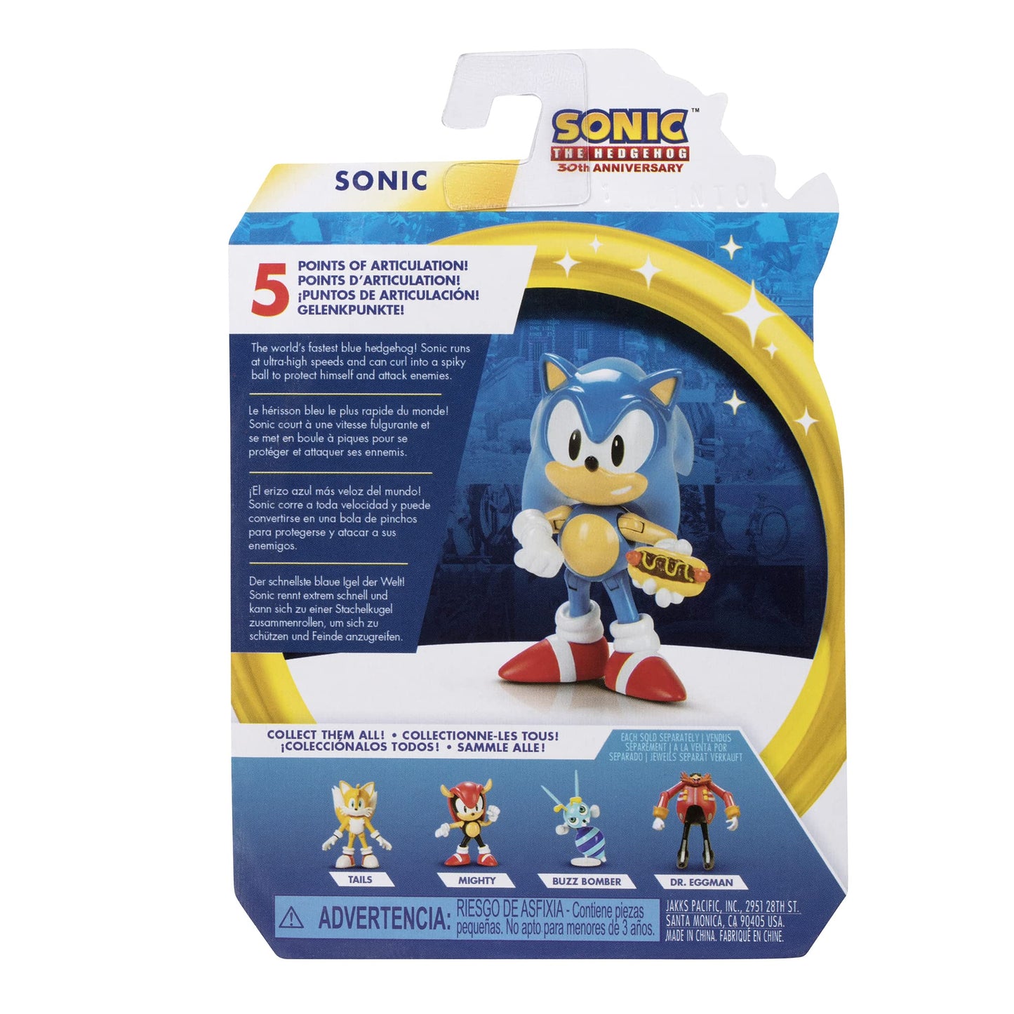 Sonic The Hedgehog 2.5-Inch Classic Sonic Action Figure with Hot Dog Toy | Collectible