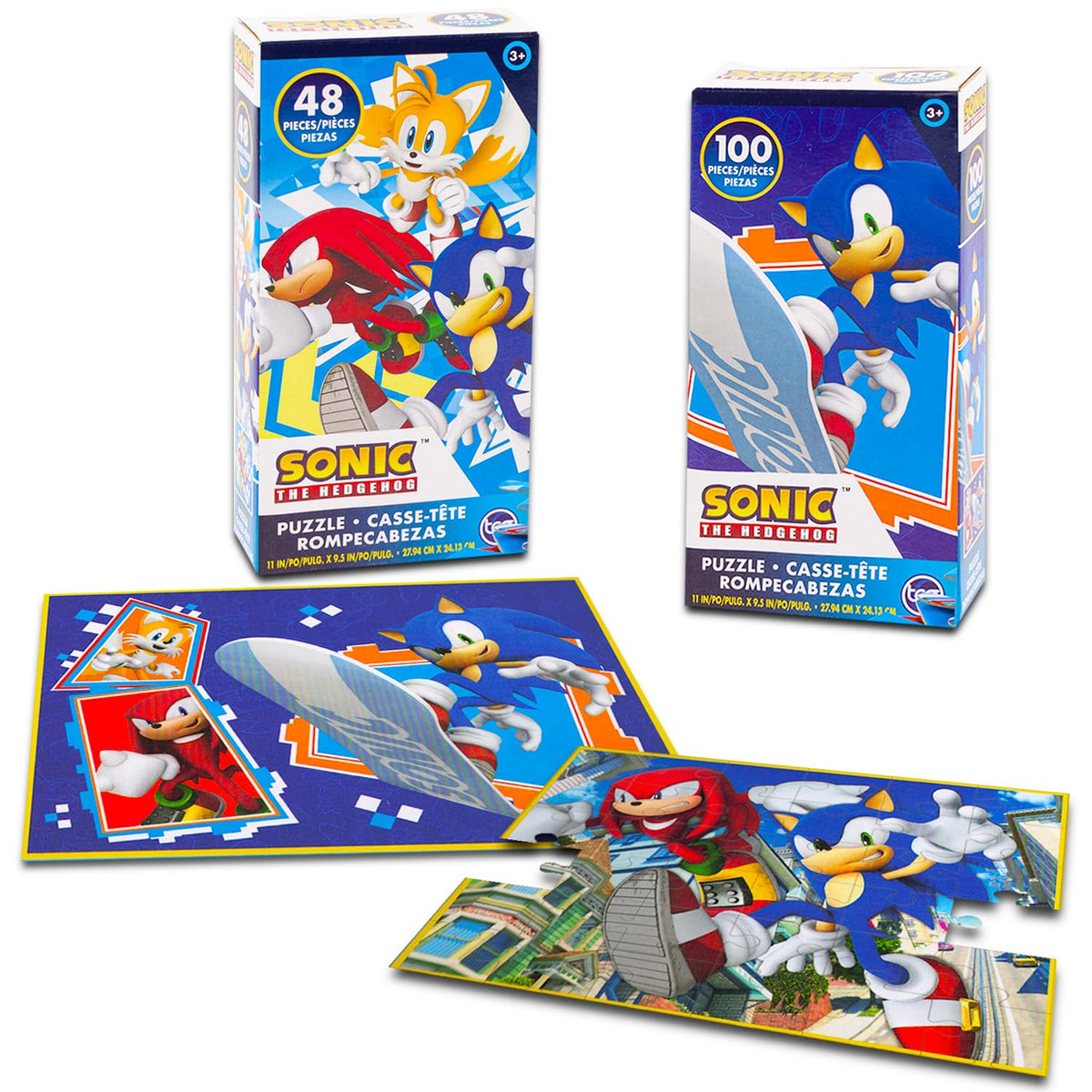 Sonic the Hedgehog Puzzle Bundle for Kids | 48-Piece + 100-Piece Puzzles with Stickers | Ages 4-8