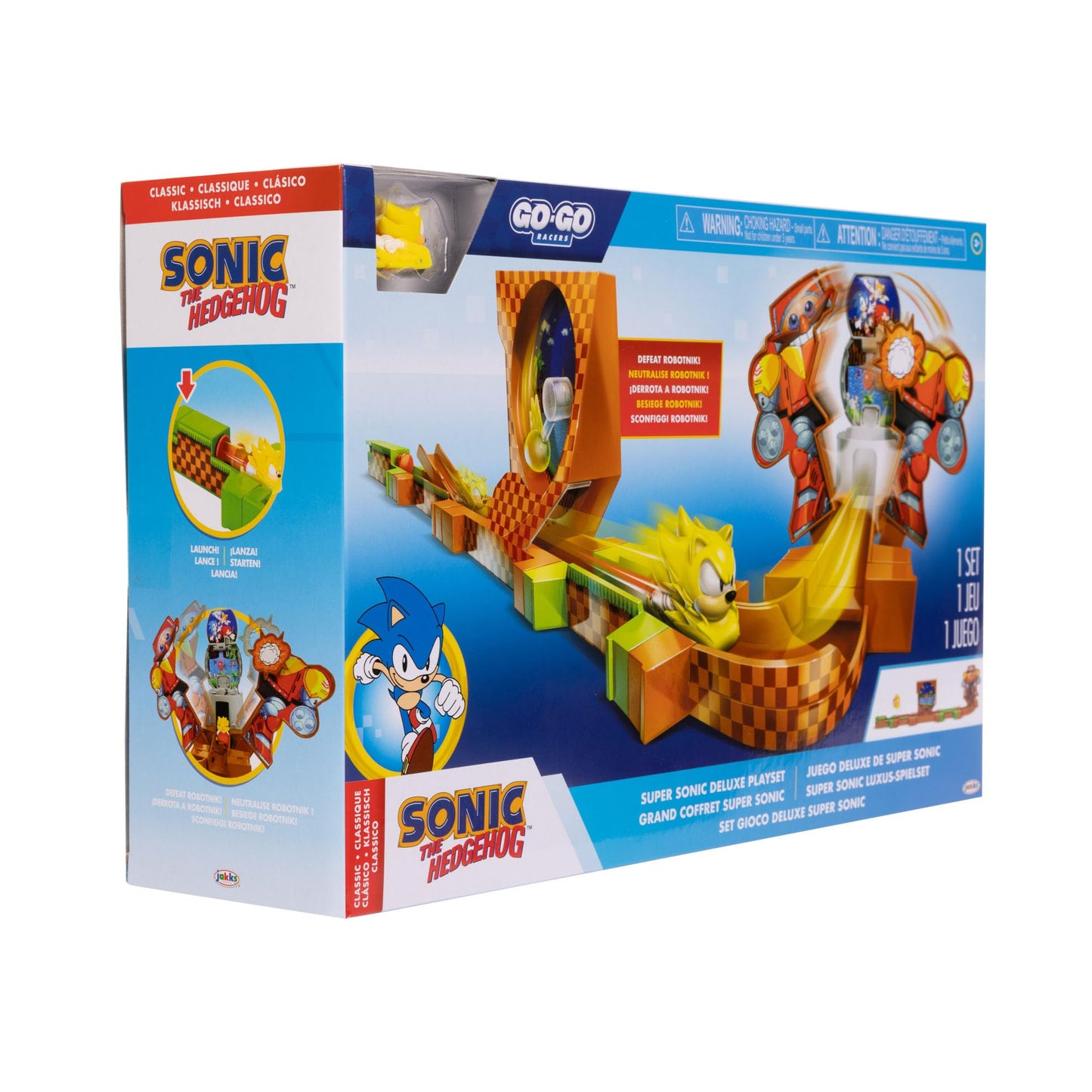 Go Go Racers Deluxe Playset with Diecast Super Sonic Figure | Sonic The Hedgehog