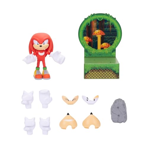 Sonic the Hedgehog 6-Inch Knuckles Figure — Customizable Expressions & Holographic Base | Sega Licensed