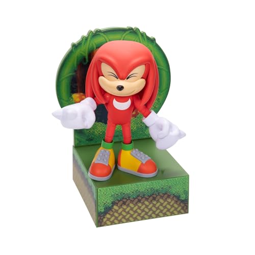 Sonic the Hedgehog 6-Inch Knuckles Figure — Customizable Expressions & Holographic Base | Sega Licensed