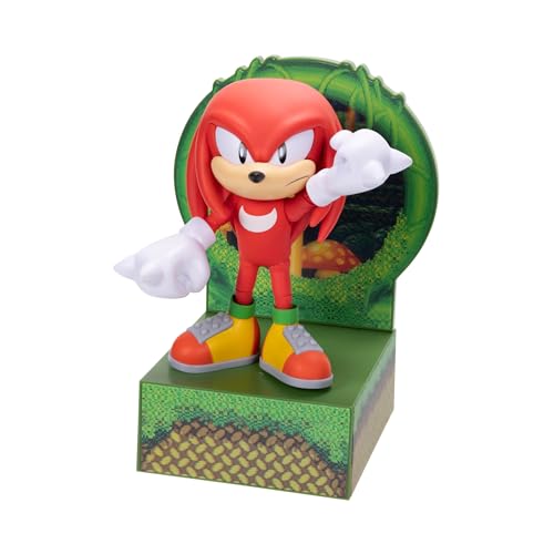 Sonic the Hedgehog 6-Inch Knuckles Figure — Customizable Expressions & Holographic Base | Sega Licensed
