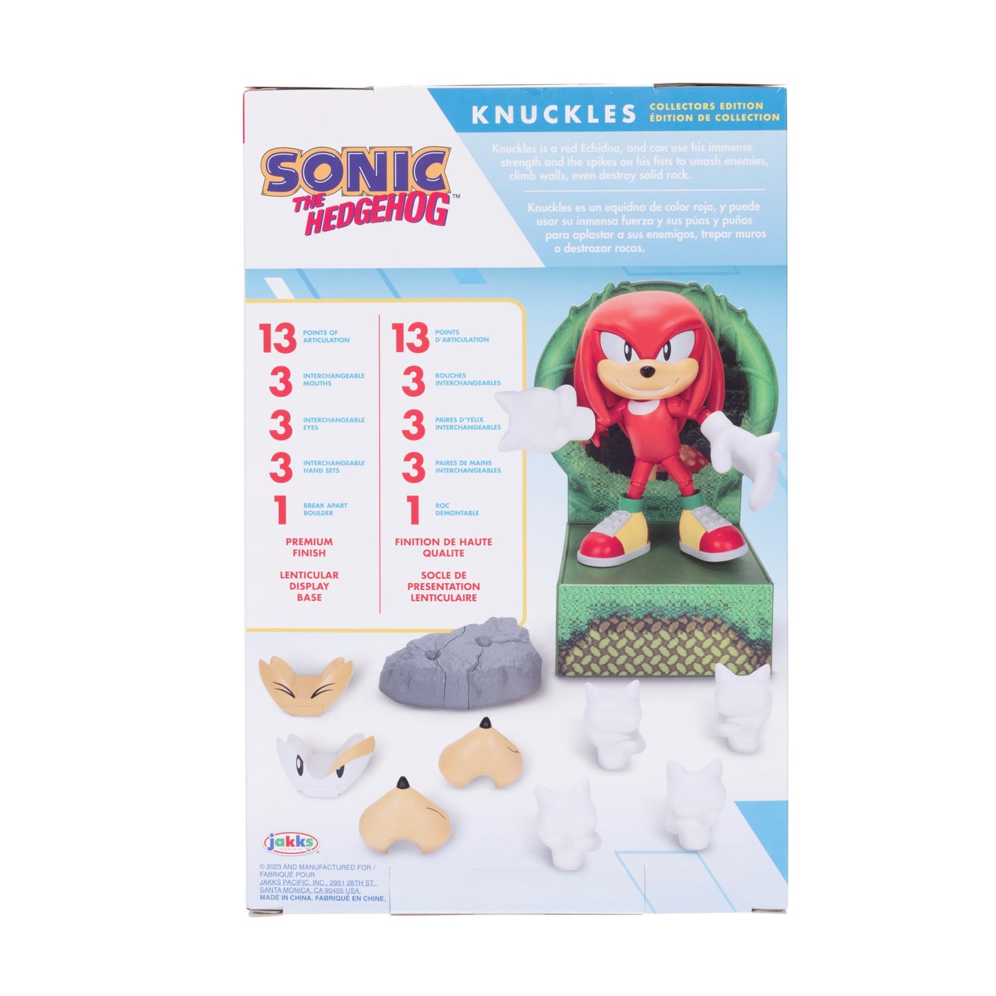 Sonic the Hedgehog 6-Inch Knuckles Figure — Customizable Expressions & Holographic Base | Sega Licensed