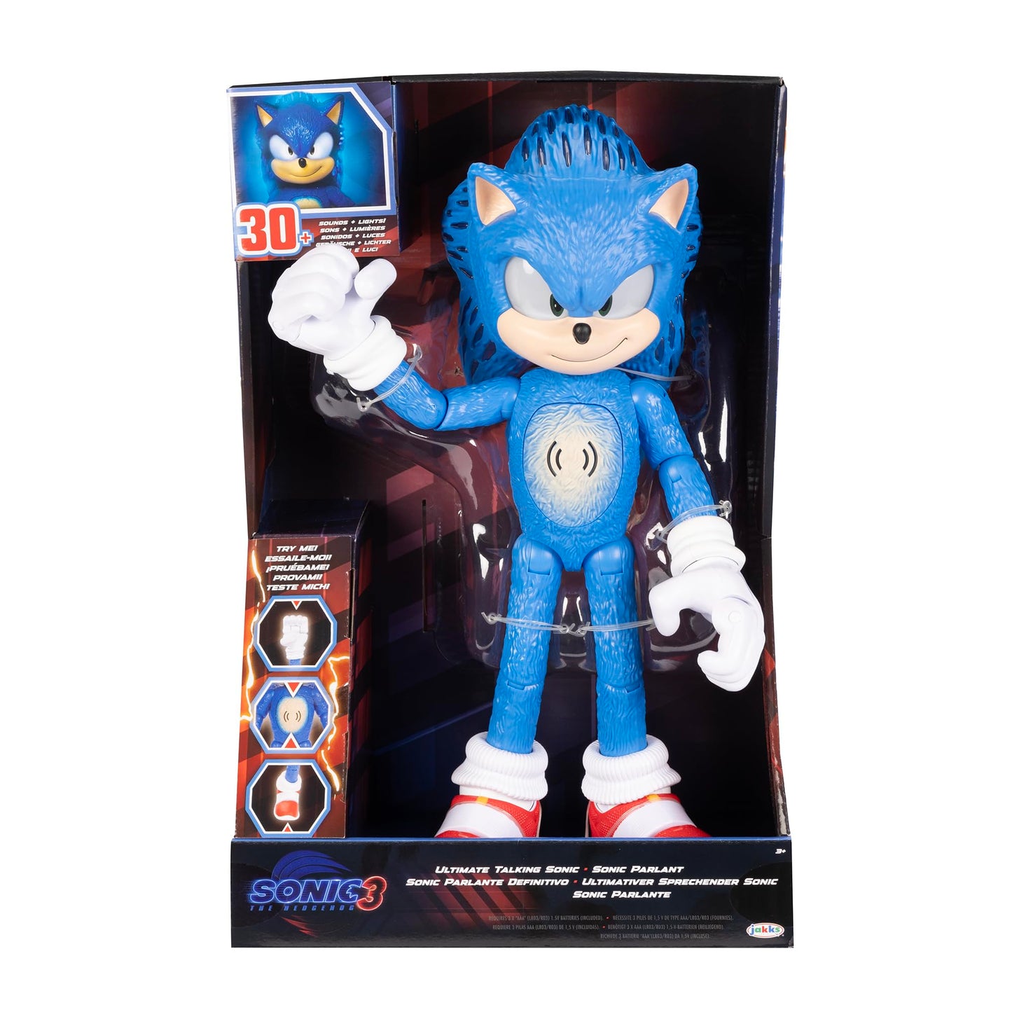 Sonic The Hedgehog 3 Ultimate Talking Sonic 12-Inch Figure | 30+ Phrases, Light-Up Eyes