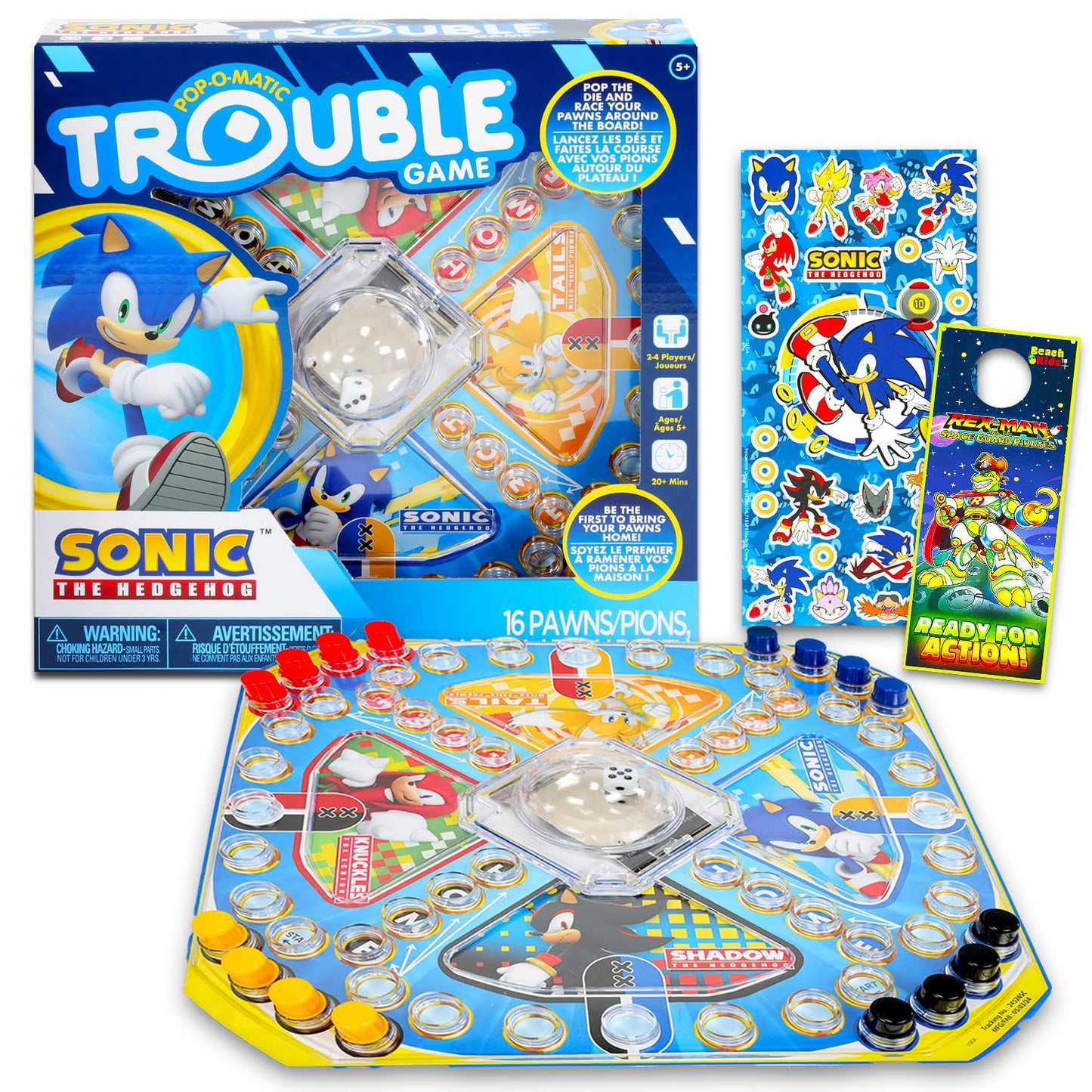 Sonic the Hedgehog Pop Up Board Game Bundle – Dice, Stickers & Rex-Man Door Hanger