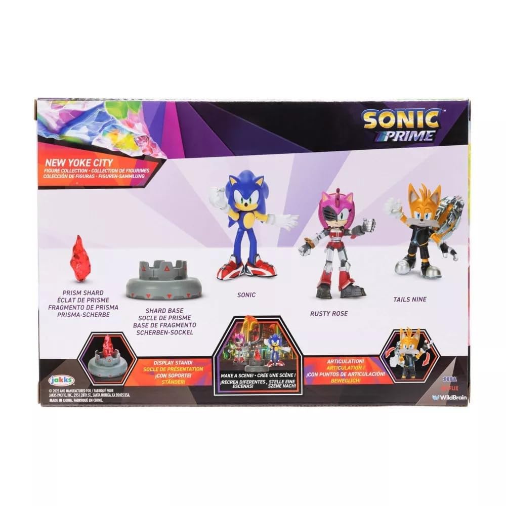 Sonic Prime 2.5-inch Figure Multipack – Sonic, Tails Nine & The Prism Shard with Display Base