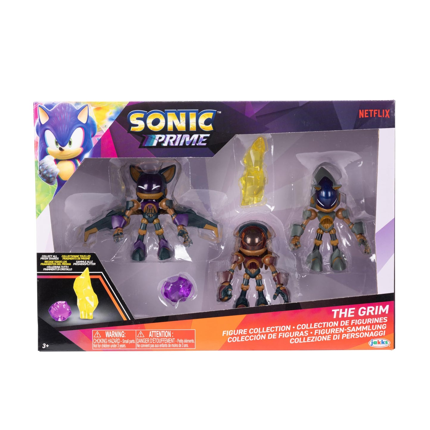 Sonic The Hedgehog Sonic Prime Grim 2.5-Inch Action Figures – 5-Piece Trooper & Prism Shard Set (Officially Licensed)