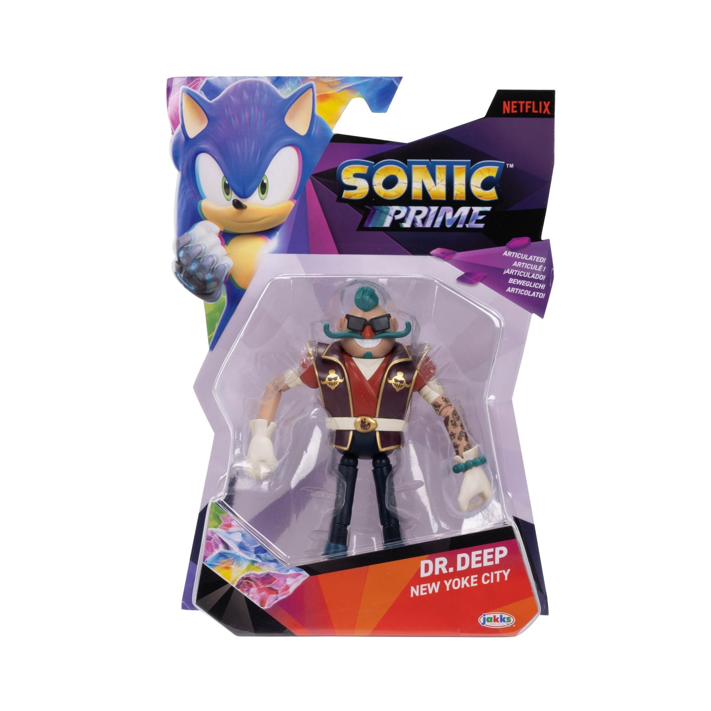 Sonic Prime Dr. Deep 5-Inch Action Figure – 13-Point Articulation (Licensed)