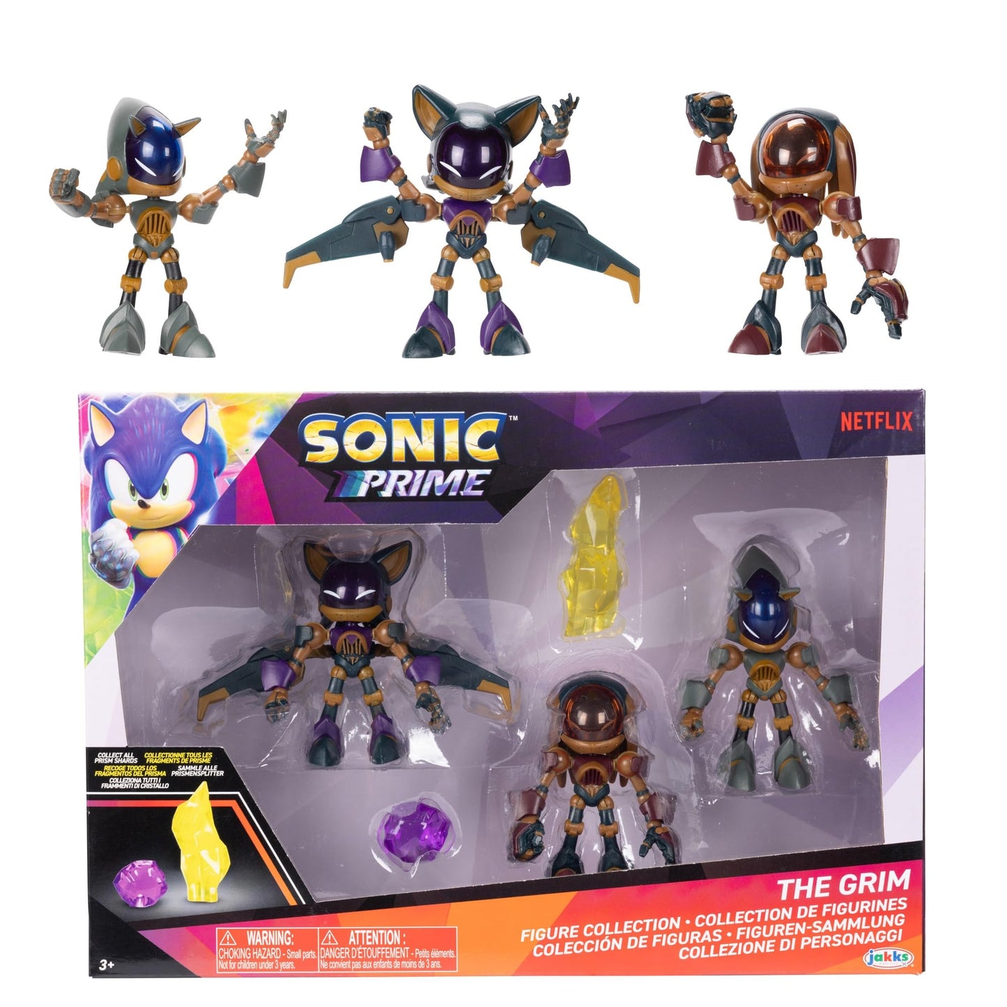 Sonic The Hedgehog Sonic Prime Grim 2.5-Inch Action Figures – 5-Piece Trooper & Prism Shard Set (Officially Licensed)
