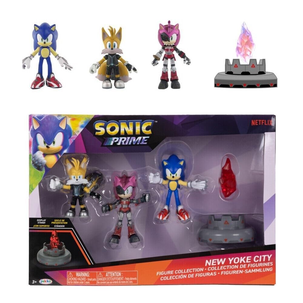 Sonic Prime 2.5-inch Figure Multipack – Sonic, Tails Nine & The Prism Shard with Display Base