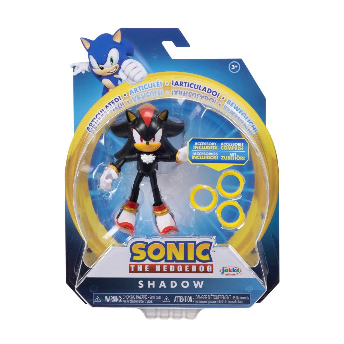 Sonic the Hedgehog Shadow 4-Inch Figure with Rings – Authentic Collectible Toy