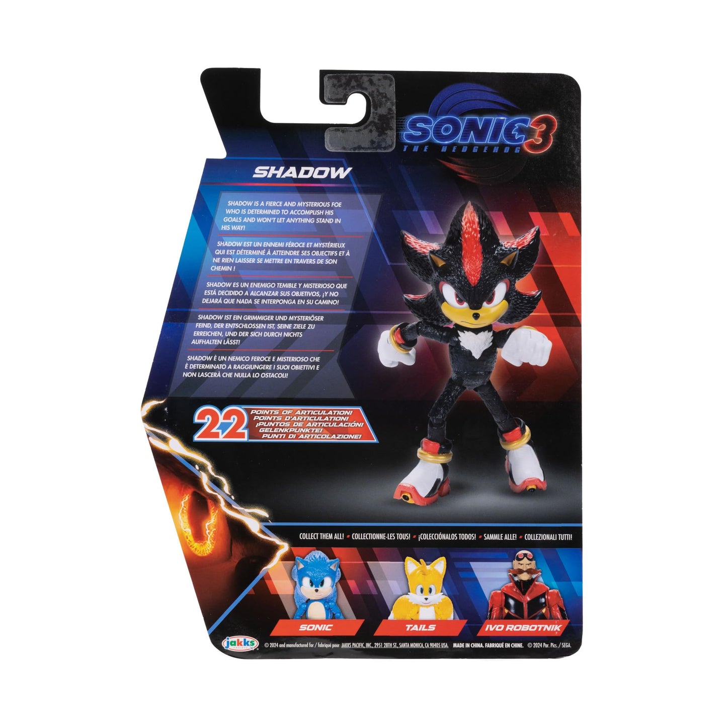 Sonic The Hedgehog – Shadow 5-Inch Action Figure – 20+ Points of Articulation – Official Collector Toy