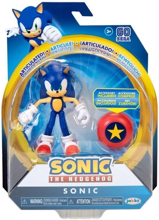 Sonic The Hedgehog 4-Inch Articulated Action Figure Collection – Choose Figure (Sonic with Star Spring)