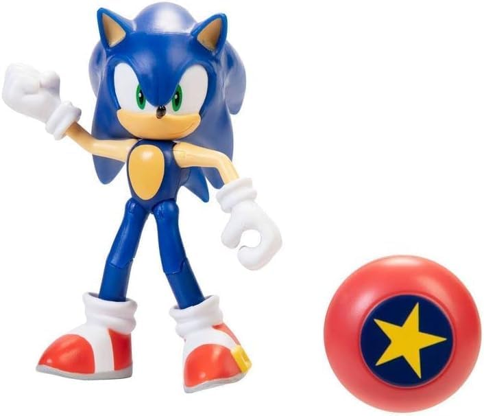 Sonic The Hedgehog 4-Inch Articulated Action Figure Collection – Choose Figure (Sonic with Star Spring)