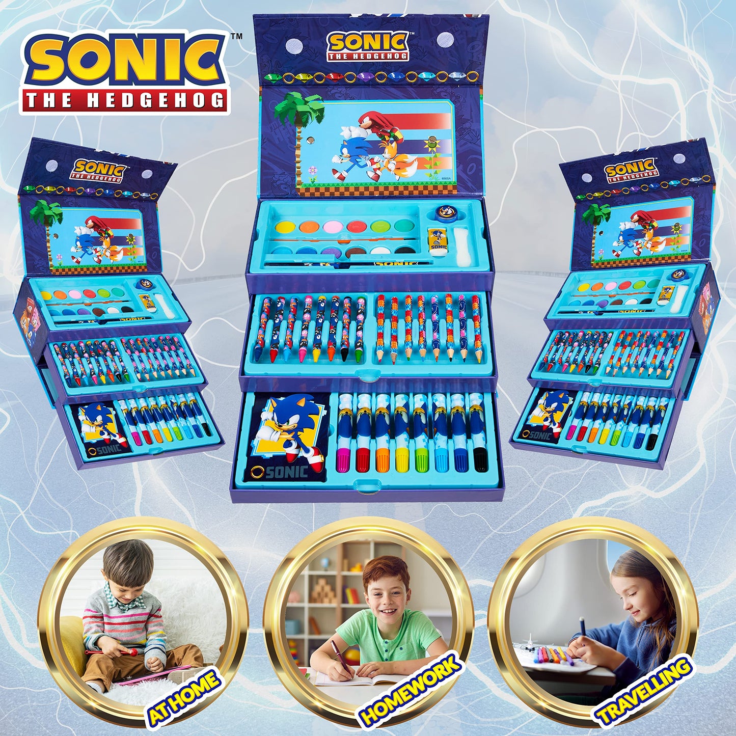 SONIC THE HEDGEHOG Colored Pencils Art Set – Kids Drawing Kit, School Supplies, Gift for Boys