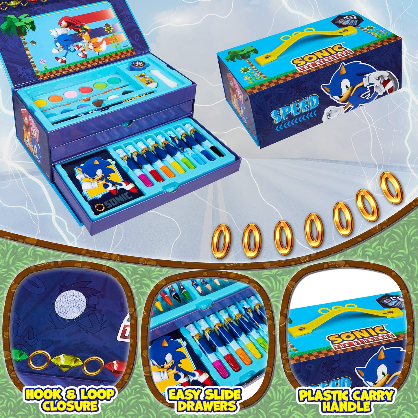 SONIC THE HEDGEHOG Colored Pencils Art Set – Kids Drawing Kit, School Supplies, Gift for Boys