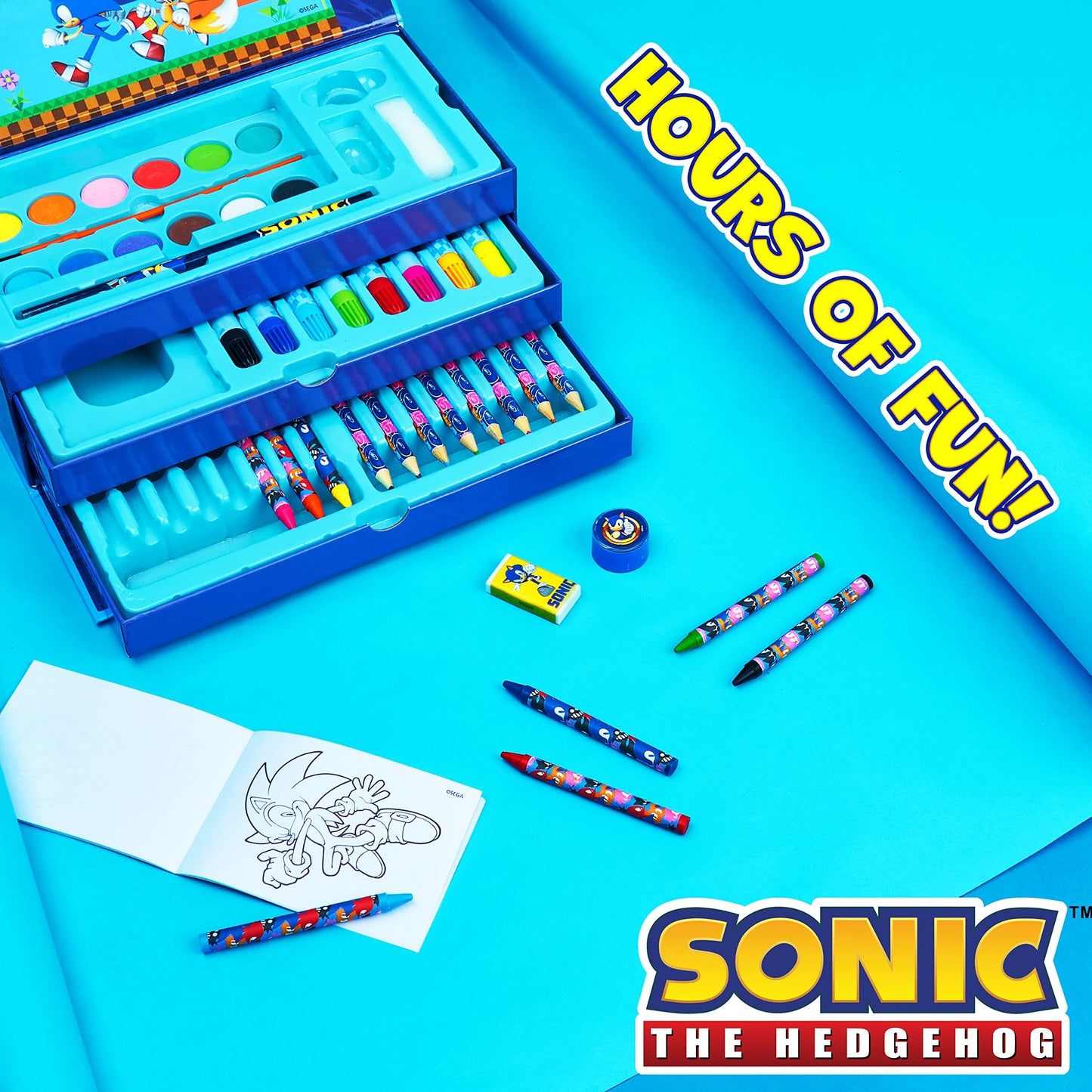SONIC THE HEDGEHOG Colored Pencils Art Set – Kids Drawing Kit, School Supplies, Gift for Boys