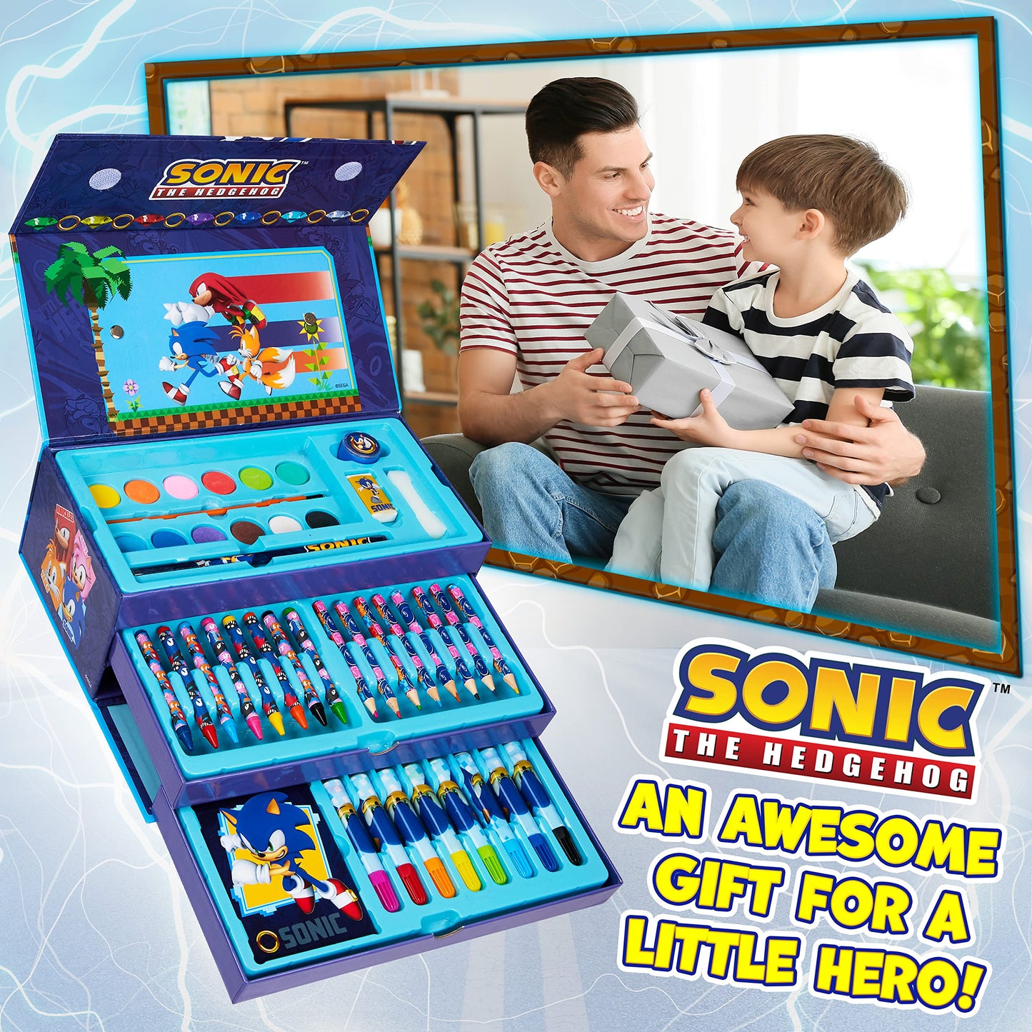 SONIC THE HEDGEHOG Colored Pencils Art Set – Kids Drawing Kit, School Supplies, Gift for Boys