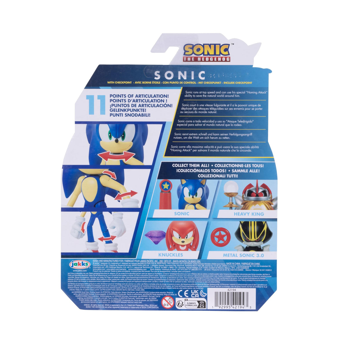 Sonic the Hedgehog 4-Inch Action Figure with Blue Checkpoint Accessory – Official Sega Licensed (Ages 3+)