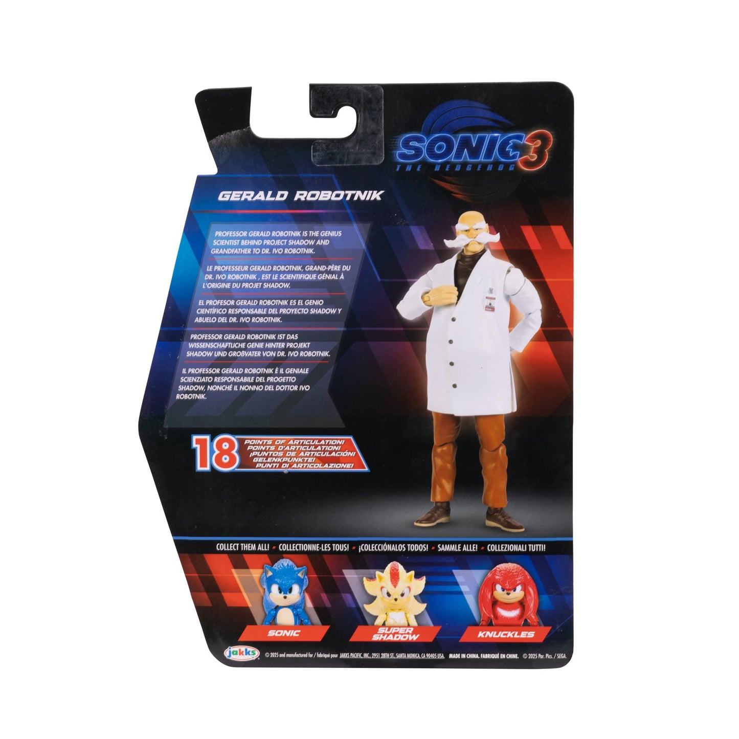 Sonic The Hedgehog Sonic 3 Movie 5" Action Figures: Gerald Robotnik Wave #3 | Collectible Figure