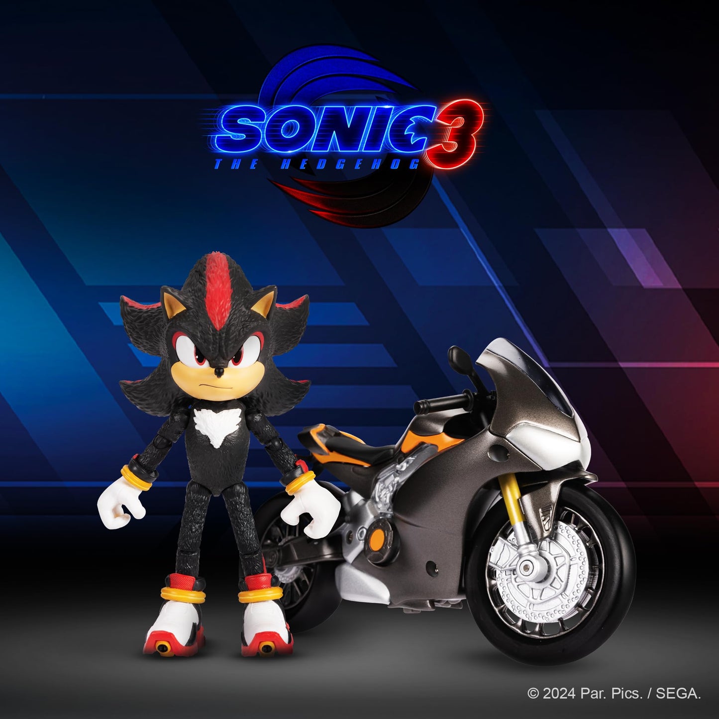 Sonic 3 Movie 5-Inch Figure with Motorcycle Vehicle | Sonic The Hedgehog Collectible