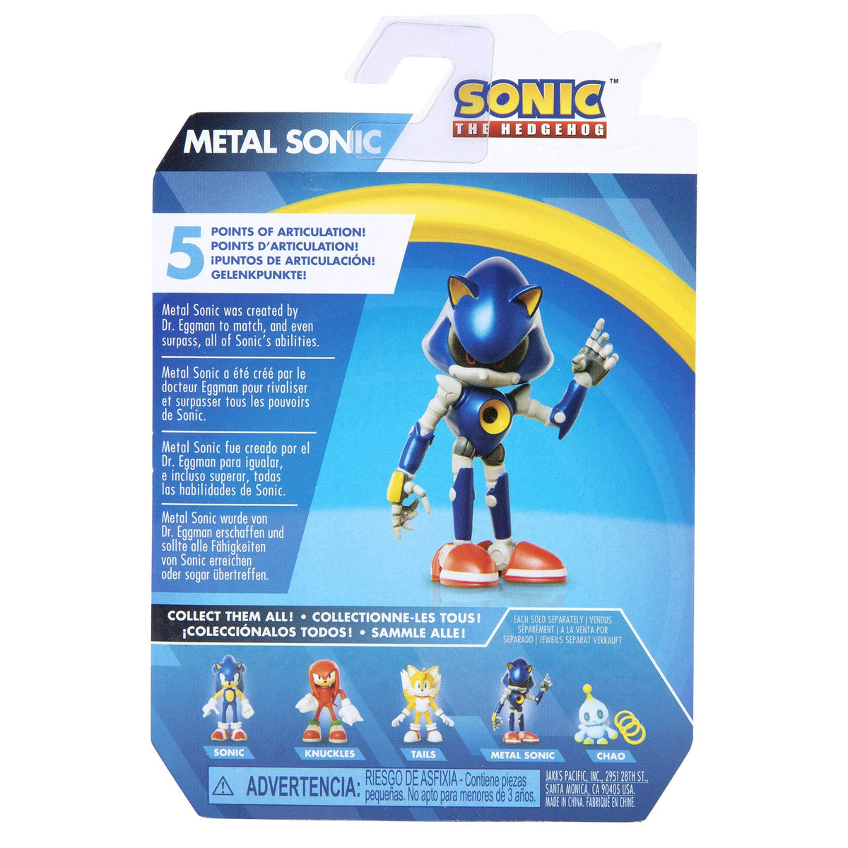 Sonic The Hedgehog Metal Sonic 2.5-Inch Action Figure – Collectible Toy, Blue, 3+